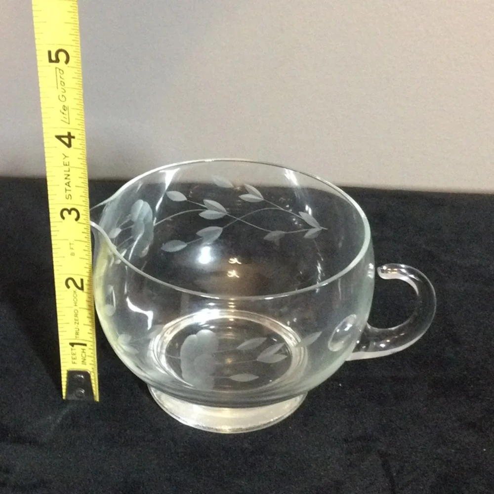 Princess House Heritage Crystal Glass Creamer Pitcher - Floral Etched Design